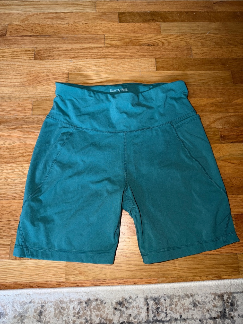 Sweaty Betty Teal High-Rise Bike Shorts